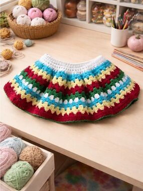Handmade Crocheted Autism inspired skirt